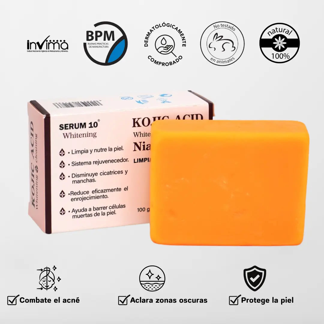 Jabón Facial Cúrcuma + Ácido Kójico | Aclara Manchas y Combate el Acné Con Nuestra Fórmula Original