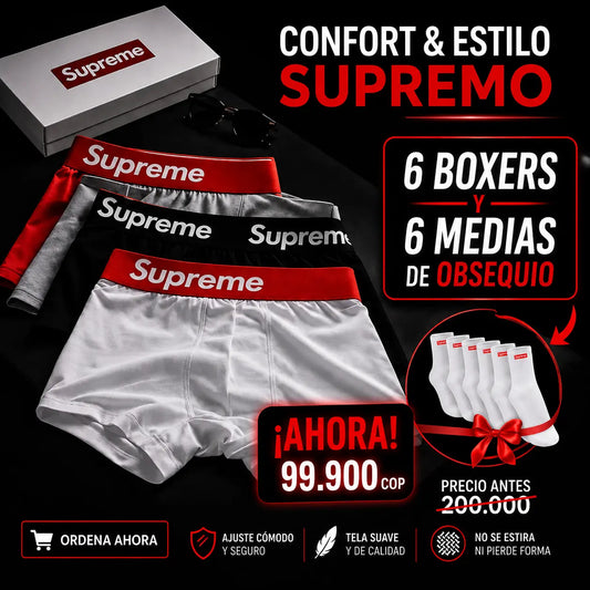 PACK 6 BOXERS SUPREME ALGODÓN🔴 I COMPRA HOY Y TE OBSEQUIAMOS 6 PARES DE MEDIAS