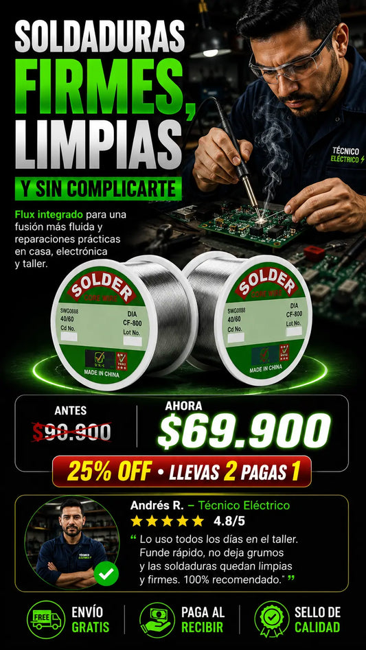 ROLLO ESTAÑO PARA SOLDAR I 25% DESCUENTO
